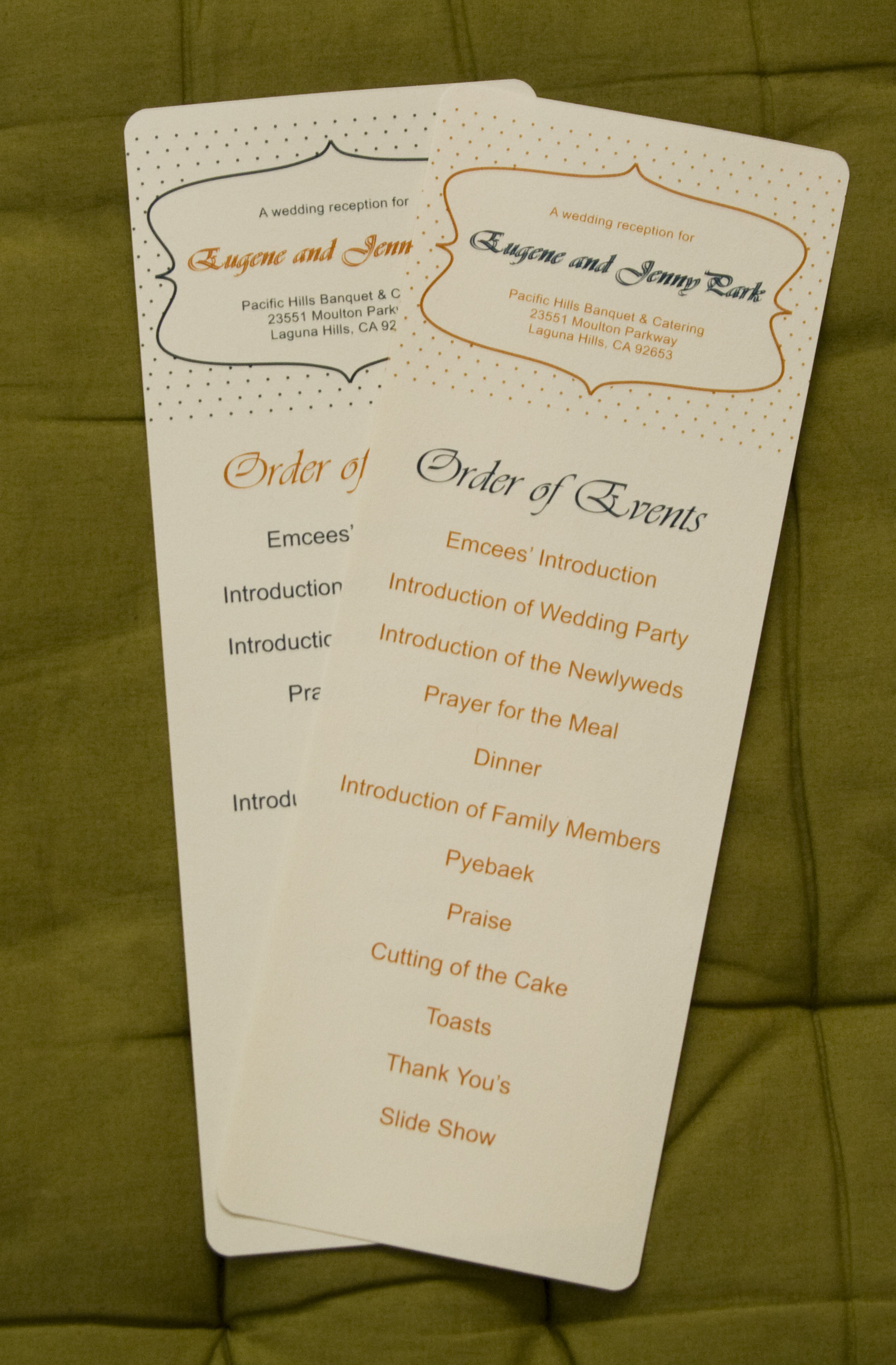 Ceremony And Reception Program